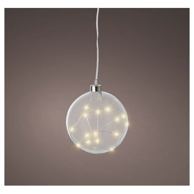 LED Glass Light Up Bauble 12cm