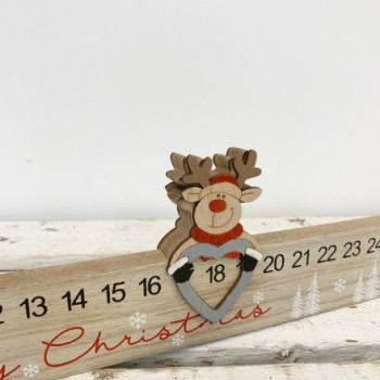 Wooden Advent Countdown with Reindeer 40cm 