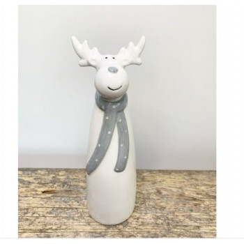Grey Scarfed Reindeer Ornament (small) 14.5cm