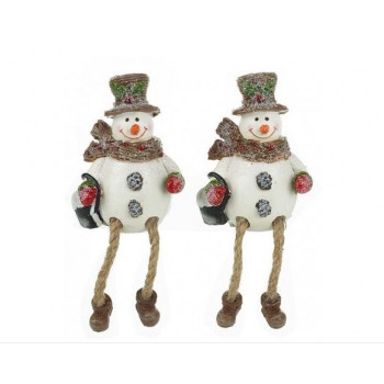 Sitting Snowman with Dangling Legs 15cm